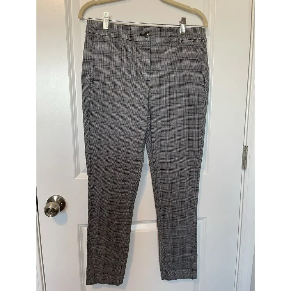 Loft Trouser Pants Work Office High Waist Skinny Plaid Comfort Size 8 Stretch
